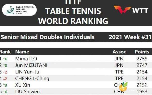 乒乓球世界排名最新2021的简单介绍
